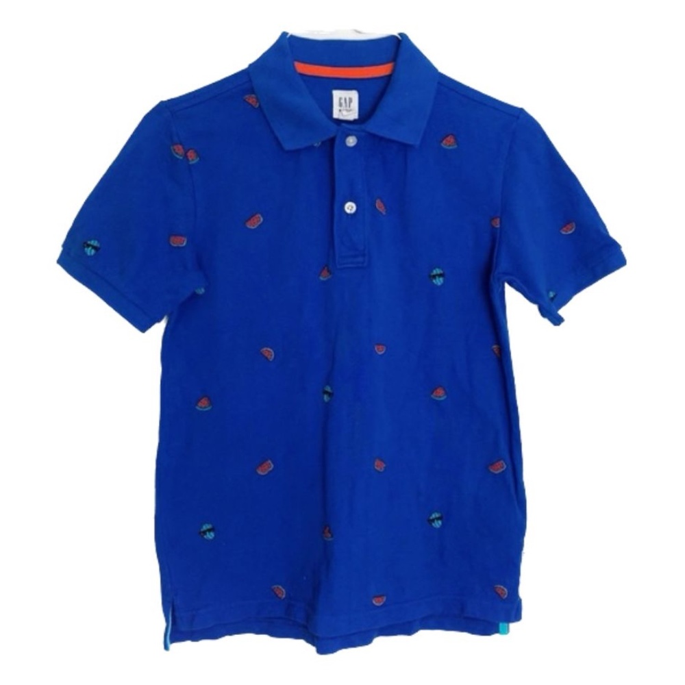 GAP Kids Boys Blue Allover Watermelon Print Short Sleeve Polo Shirt Size L